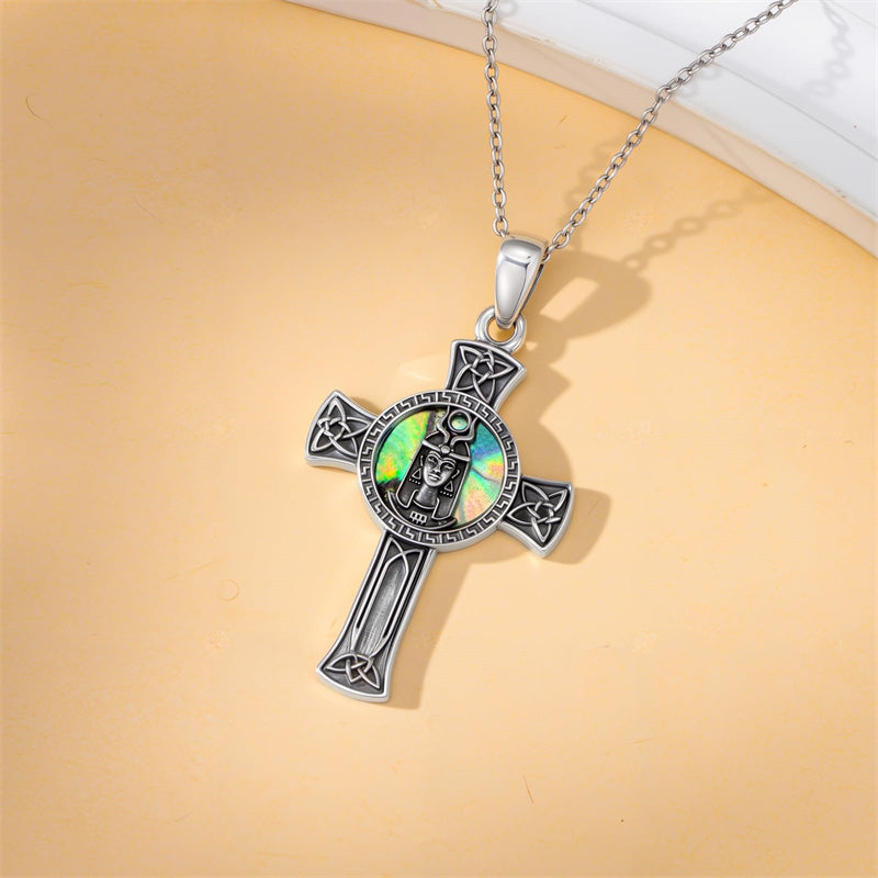 Sterling Silver Medusa Goddess Hand & Heart Ma’at Goddess Nefertiti Goddess Religious Pendant Necklace