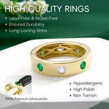 14K Gold Plated Moissanite or Lab-Grown Emerald Dainty Eternity Wedding Rings Birthday Jewelry for Her