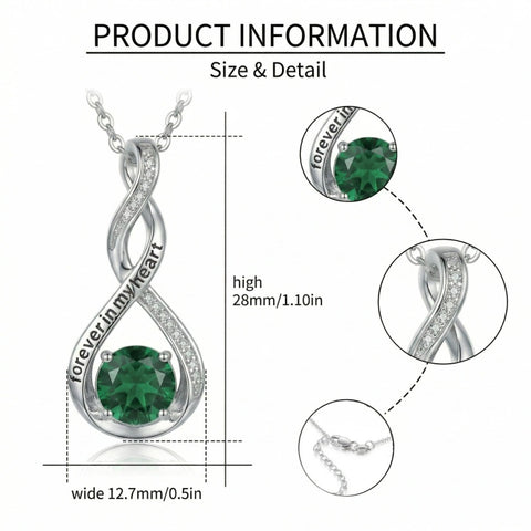 14K Gold Plated 12 Month Birthstone Infinity Twisted Pendant Necklace Mother's Day Christmas Anniversary Birthday Gift