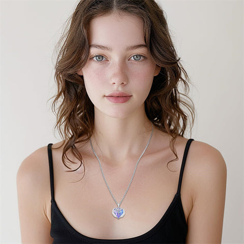 Sterling Silver Crystal Guardian Angel Caduceus Pendant Necklace