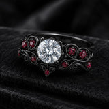 Sterling Silver 10K 14K 18K Gold Custom Engraved  Moissanite Gothic Ring for Women Halloween Gift