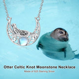 Sterling Silver Moonstone Celtic Knot Raccoon Otter Pig Dolphin Cow Pendant Necklace Birthday Mother's Day Gift