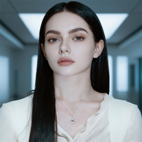 Sterling Silver Moonstone Pug Chihuahua Poodle German Shepherd Maltese Pendant Necklace Engraved wth I Love You Forever