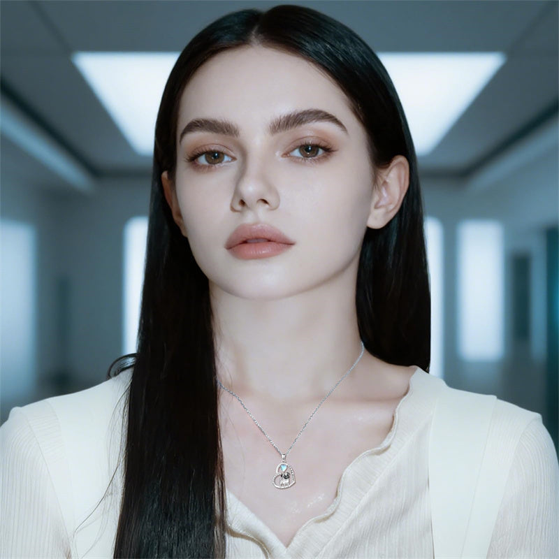 Sterling Silver Moonstone Pug Chihuahua Poodle German Shepherd Maltese Pendant Necklace Engraved wth I Love You Forever