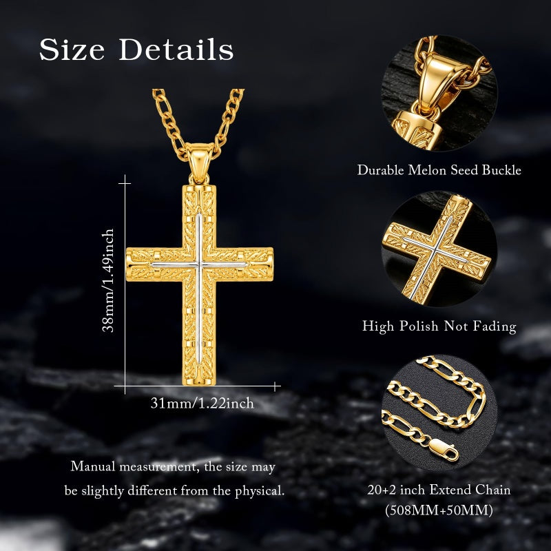 14K Gold  Plated Cross Necklace Simple Religious Jewelry Gift