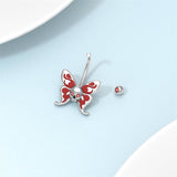 Sterling Silver Cubic Zircon Skull Butterfly Belly Button Ring for Women