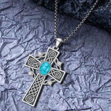 14K Gold Plated Celtic Vikin Cross Pendant Necklace Irish Jewelry Religious Protective Gift