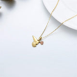 14K Gold Rose Flower Flying Pigeon Pendant Necklace