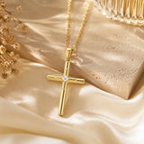 Minimalist Cross Pendant Necklace 14K Gold Plated for Women Faith Jewelry Religious Gifts