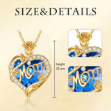 14K Gold Plated Heart Crystal Rose Mom  Sister Daughter Pendant Necklace for Woman