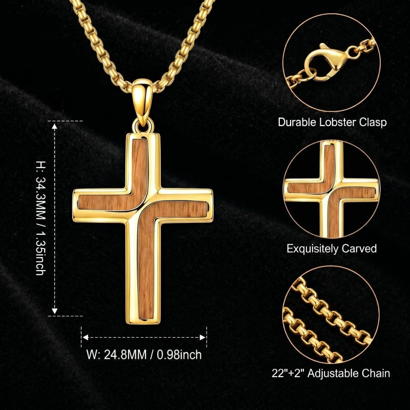 14K Gold Plated Cross Pendant Necklace Religious Confirmation Jewelry