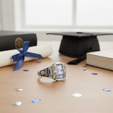 Sterling Silver Customized  Pattern  Engraved Class Ring for Men