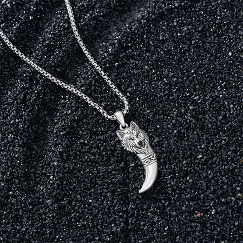 Sterling Silver Viking Dragon Eagle Wolf Animal Pendant Necklace for Men
