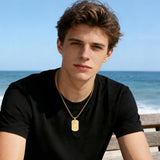 14K Gold Plated Initial A-Z American Flag Dog Tag Necklace for Men