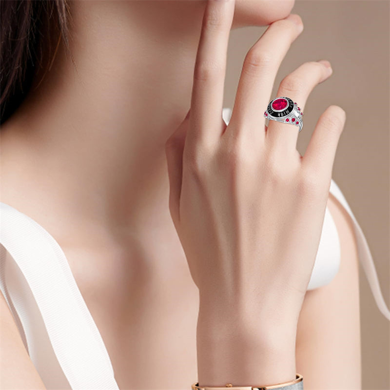 Sterling Silver Custom Birthstone Engraved High School College Class Ring for Women