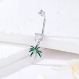 Sterling Silver Cubic Zircon Angel Wings Mermaid Tail Palm Tree Pet Paw Print Belly Button Ring