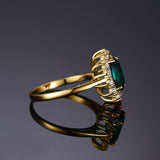 14K Yellow Gold Plated Birthstone Halo Engagement Rings for Women