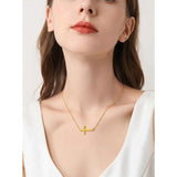 14K Gold Plated Cross Pendant Necklace for Women