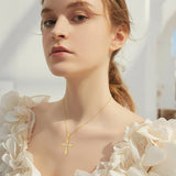 14K Gold Plated Cross Pendant Necklace Faith Jewelry Gift for Women