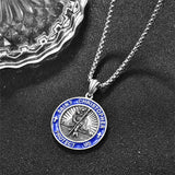 Sterling Silver Saint Michael Saint Christopher Amulet Pendant Necklace for Men