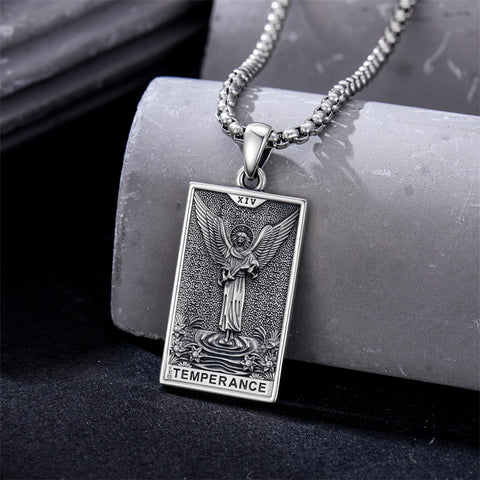 Sterling Silver Lovers Hierophant Magician Three of Swords Wheel of Fortune SkeletonTarot Card Pendant Necklace