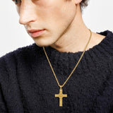 14K Gold Plated Cross Pendant Necklace for Men Religious Jewelry Christian Gift
