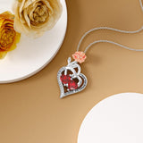 Double Birthstone Necklace 14K Gold Plated You Are My Sunshine Sunflower Necklace Heart Pendant Necklace