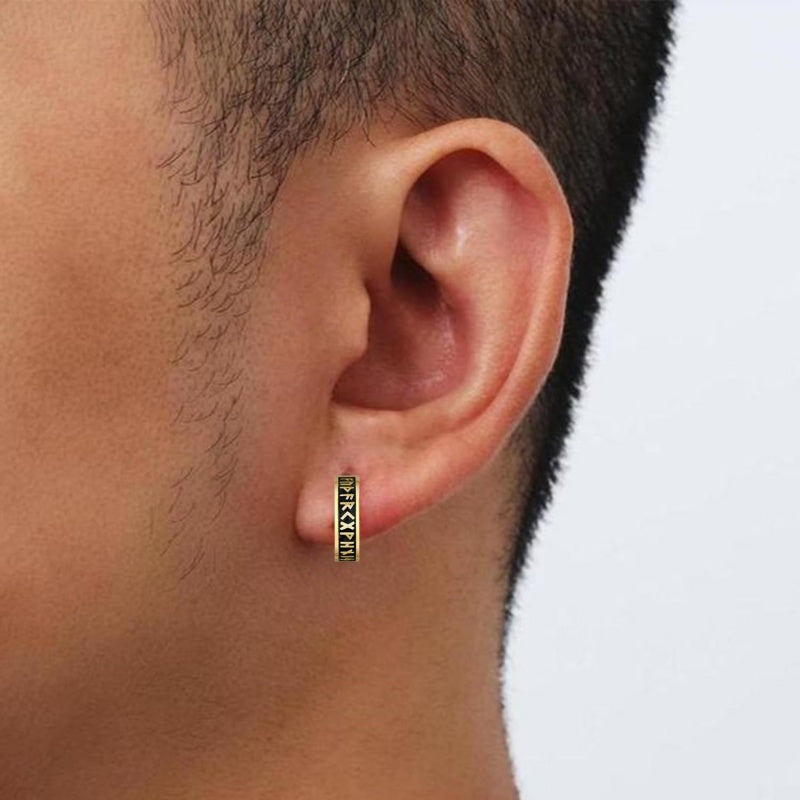 14K Gold Plated Viking  Hoop Earrings for Men