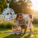 Sterling Silver Blue Crystal Tree of Life Father Daughter Mother Daughter Sister Pendant Necklace