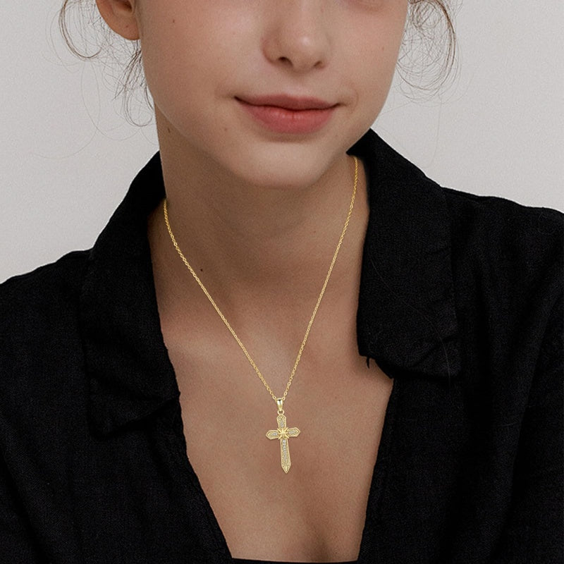 14K Gold Plated  Cross Necklace for Women Christian Jewelry  Birthday Christmas Gift