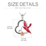 Sterling Silver Red Cardinal Pendant Necklace