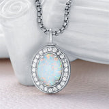 925  Silver Opal Urn Necklace for Ashes Cremation Jewelry Cremation Keepsake Memorial Pendant  Gifts for Women Men