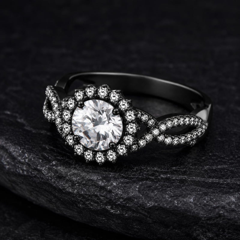 Sterling Silver 10K 14K 18K Gold Custom Engraved Moissanite Engagement Wedding Ring