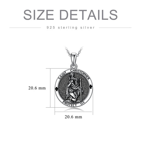 Sterling Silver Amulet Medal  St Sebastian Saint Christopher Viking Deer Pendant Necklace