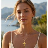14K Plated Gold Cross Pendant Crucifix Necklace Christian Jewelry Baptism Religious Faith