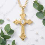 10K 14K 18K Gold Cross Pendant Necklace Religious Jewelry Gifts for Men and Women