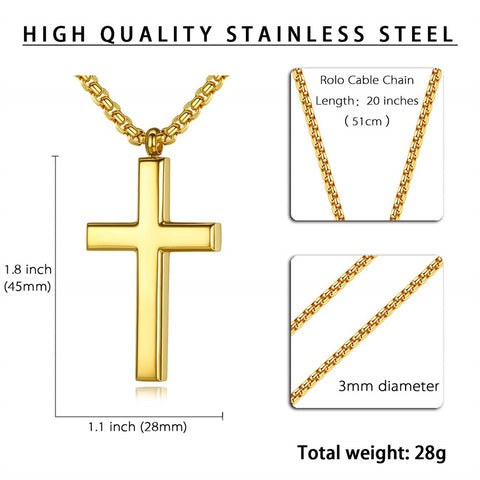 Stainless Steel Cross Pendant Necklace