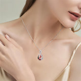 Sterling Silver Cubic Zirconia Infinity Angel Wings Red Cardinal  Pendant Necklace