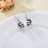 Sterling Silver Gothic Skull Dangle Earrings