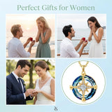 14K Gold Plated Crystal Compass Pendant Necklace Graduation Jewelry Inspirational Travel Valentine's Day Gift