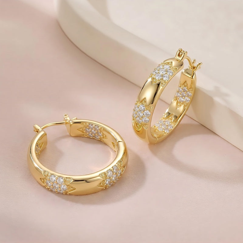 14K Gold Plated Cubic Zircon Hoop Earrings