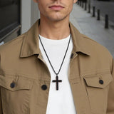14K Gold Plated Wooden Cross Necklace Jewelry Gift for Him