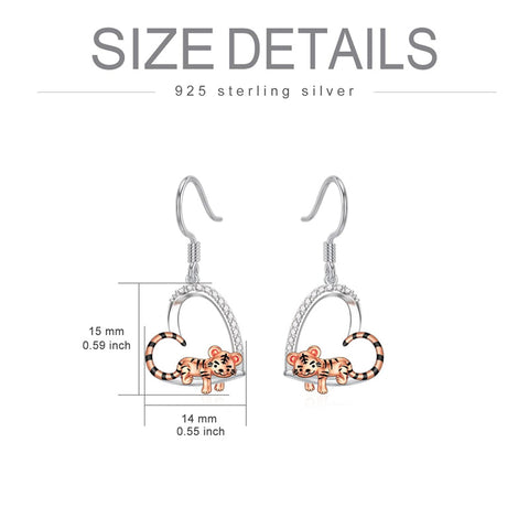 Sterling Silver Tiger Red Panda Elephant  Red Cardinal Dangle Earrings