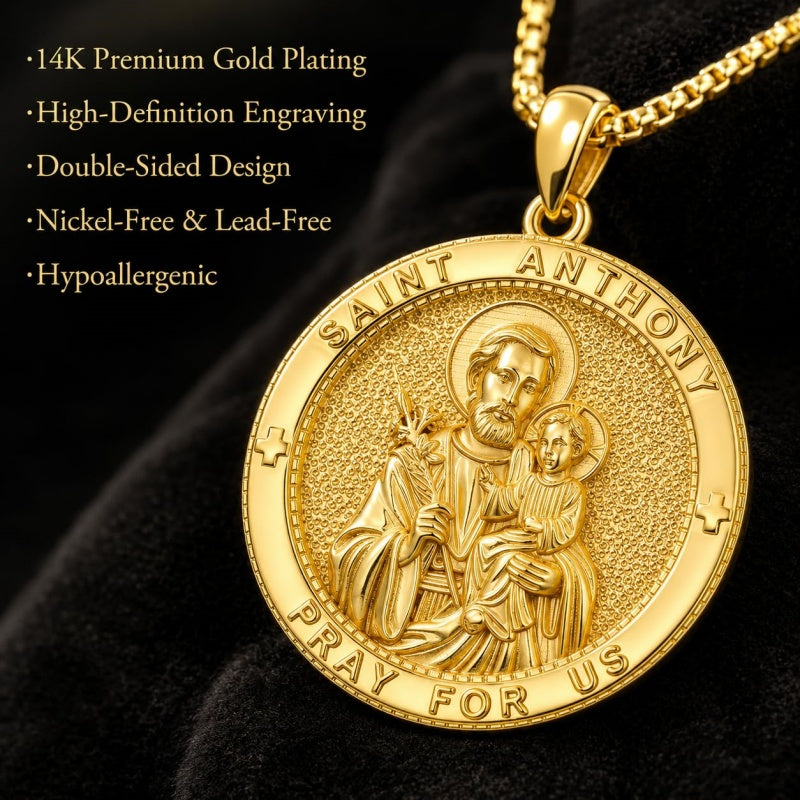 Patron Saint Medal Gold Plated Catholic Pendant Christian Religious Necklace Amulet Jewelry