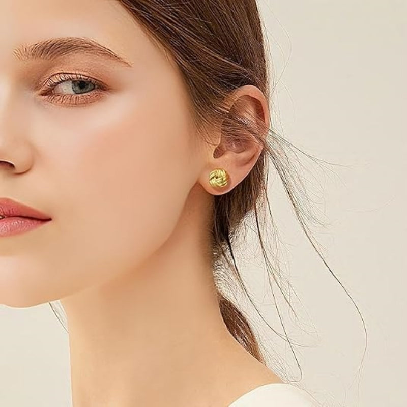 14K Gold Plated  Knot Stud Earrings for Women