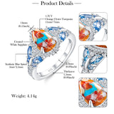 Sterling Silver Cushion Marquise Pear Round Oval Cut Turquoise Engagement Ring for Women