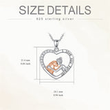 Sterling Silver  Dog and Women Pendant Necklace Engraved with I Love You Forever