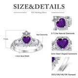 925 Silver 0.1 Cttw Natural Diamond Irish Claddagh Gemstone Rings for Women Customized Irish Claddagh Heart Promise Ring with Birthstone