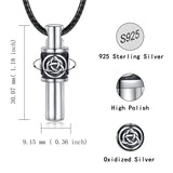 Men Cremation Necklace for Ashes  925 Sterling Silver Cross Wing Skull Keepsake Urn Pendant Ash Holder Jewelry Memorial Gift