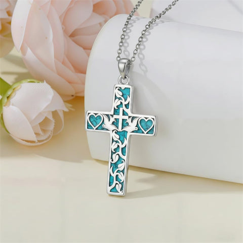 Sterling Silver Cross Pendant Necklace for Women Southwestern Cross Jewelry Gifts
